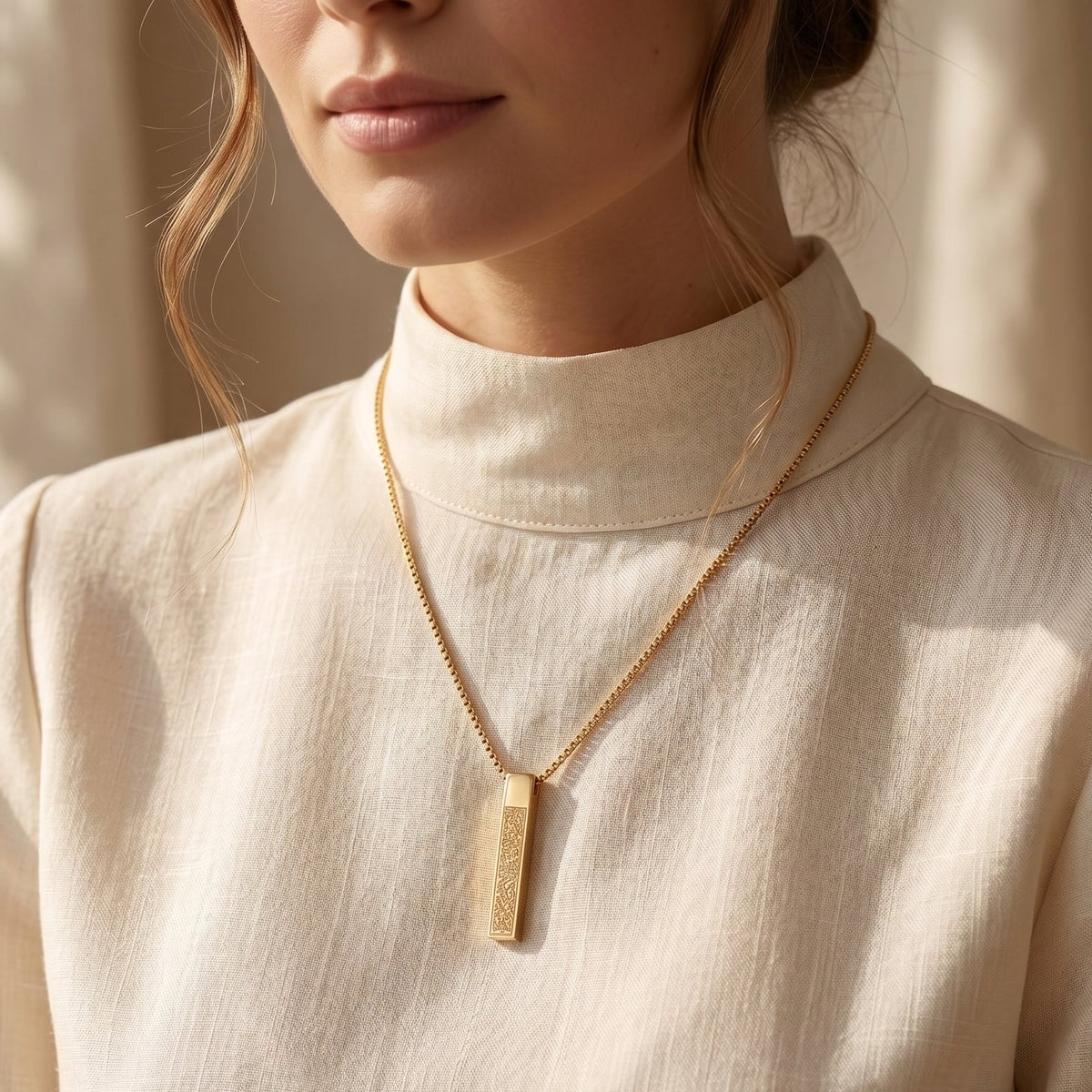Engraved Gold Bar Necklace