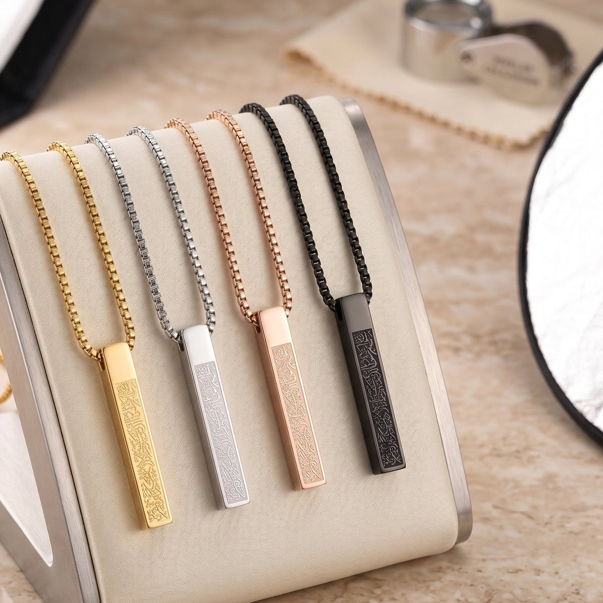 Engraved Gold Bar Necklace