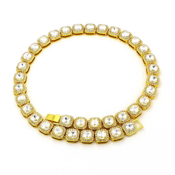 Victoria Square Tennis Necklace – Gold