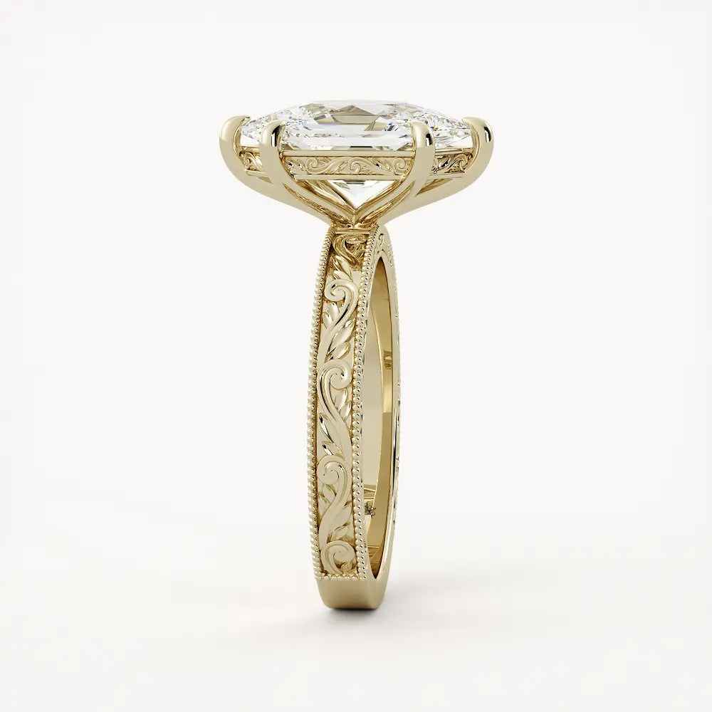 Milgrain Vintage Three-Quarter Eternity Band