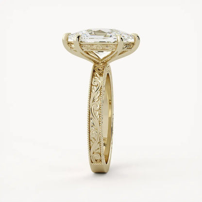 Milgrain Vintage Three-Quarter Eternity Band