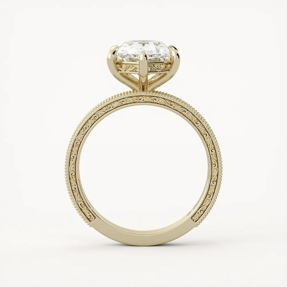 Milgrain Vintage Three-Quarter Eternity Band