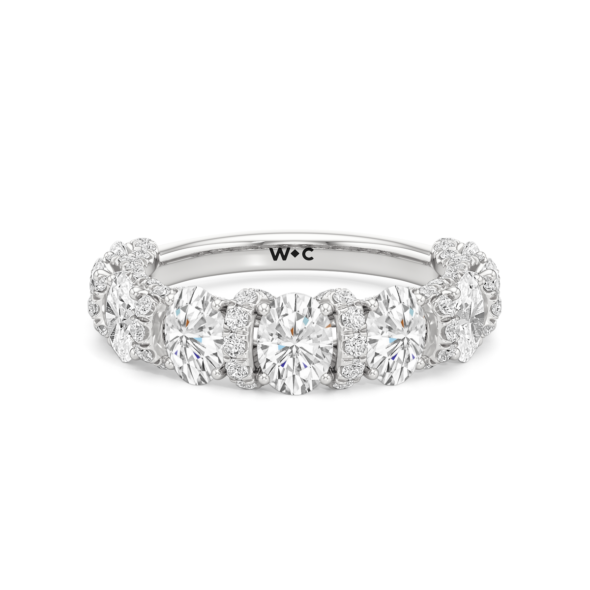 Oval Pavé Diamond Wedding Band