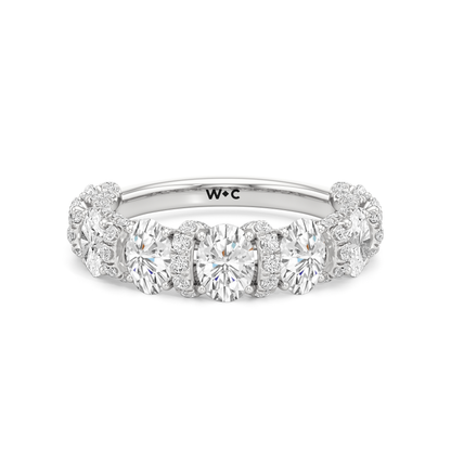 Oval Pavé Diamond Wedding Band