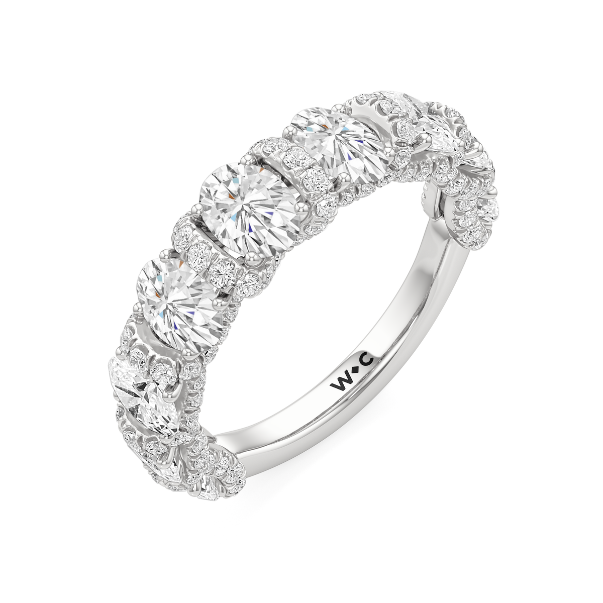 Oval Pavé Diamond Wedding Band