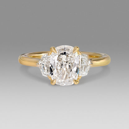 Cushion Cut Three Stone Diamond Engagement Ring