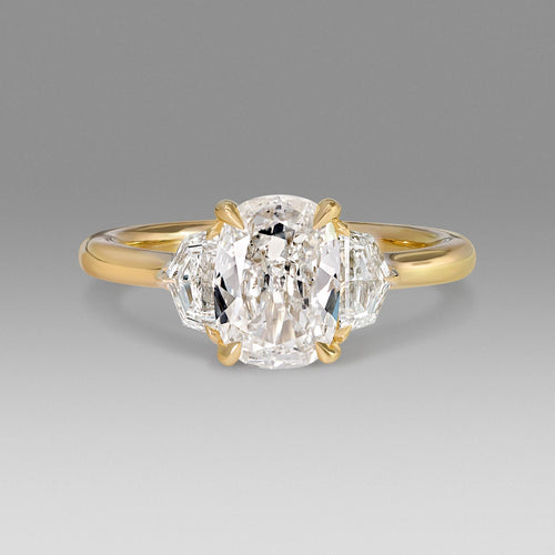 Cushion Cut Three Stone Diamond Engagement Ring