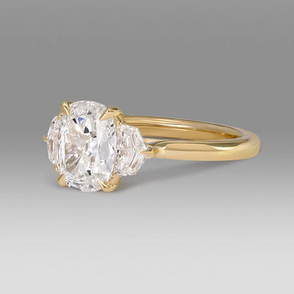 Cushion Cut Three Stone Diamond Engagement Ring