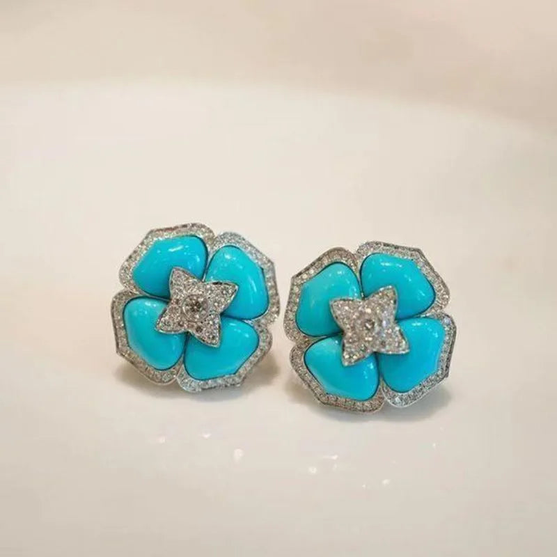 Delicate Turquoise Flower Earrings