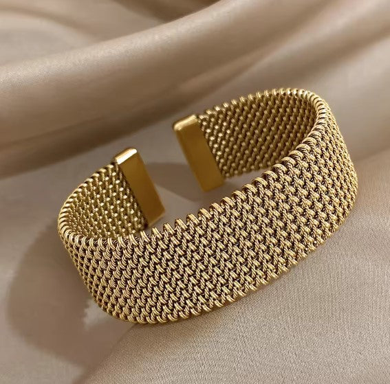 Vintage Woven Open Cuff Bracelet