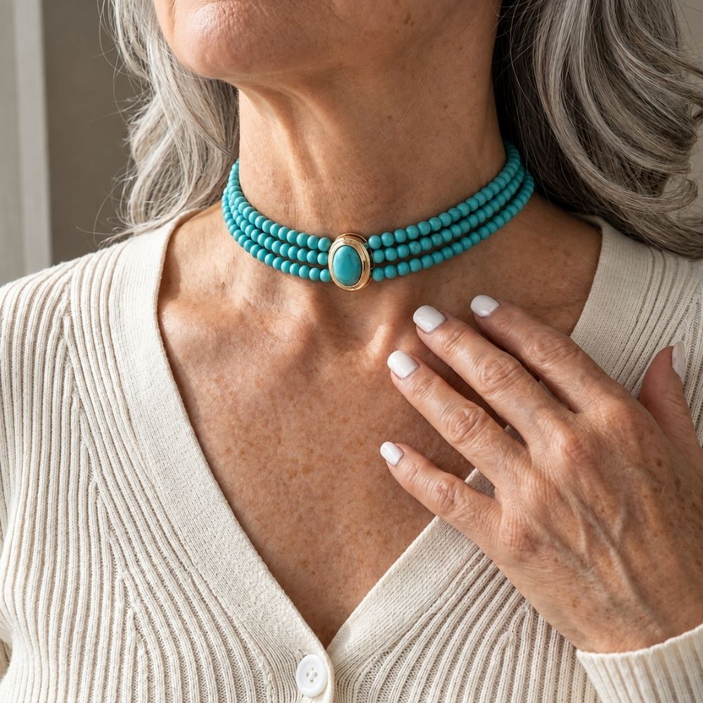 Elegant Vintage Turquoise Beaded Necklace