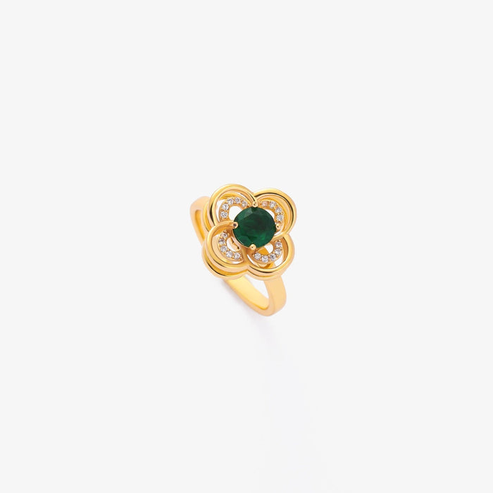 Clover Halo Emerald Spinner Ring