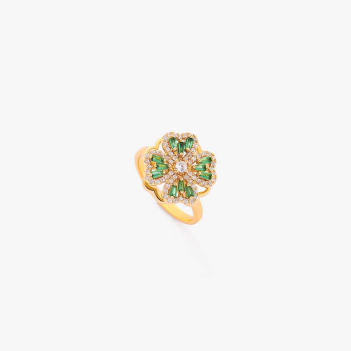 Emerald Clover Spinner Ring