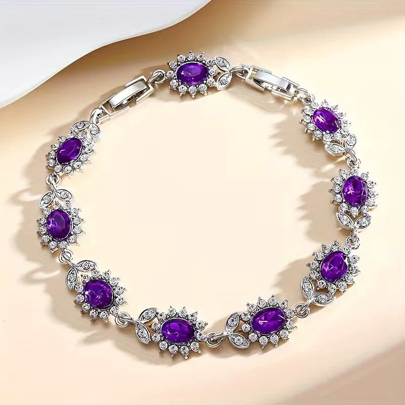 Floral Amethyst Bracelet – Silver