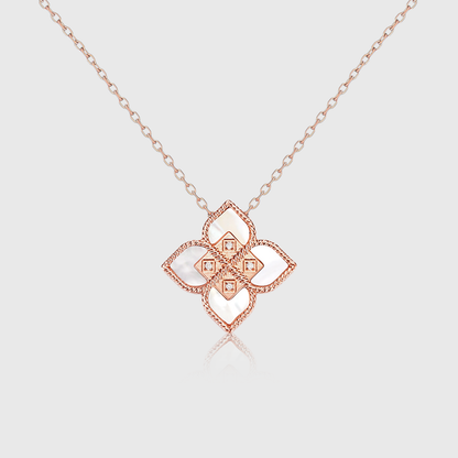 Mother Of Pearl Floral Diamond Necklace 6