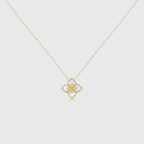 Mother Of Pearl Floral Diamond Necklace