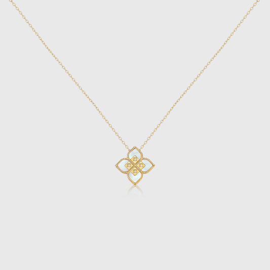 Mother Of Pearl Floral Diamond Necklace
