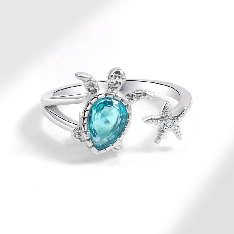 Blue Sea Turtle Starfish Stacking Ring