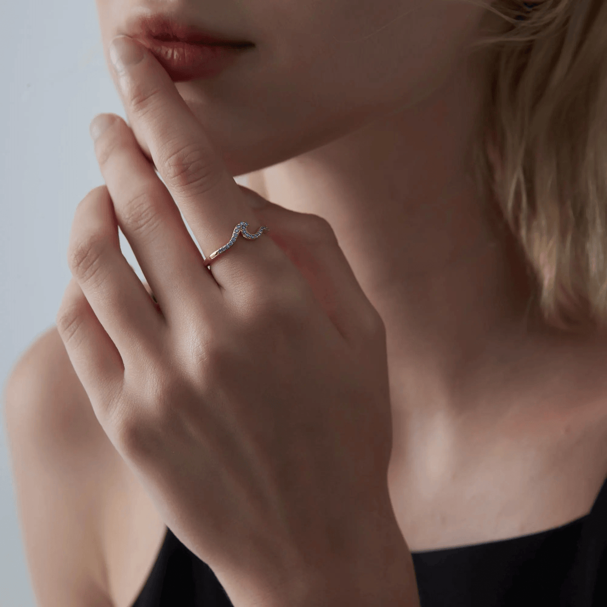 Blue Stone Ocean Wave Beach Ring