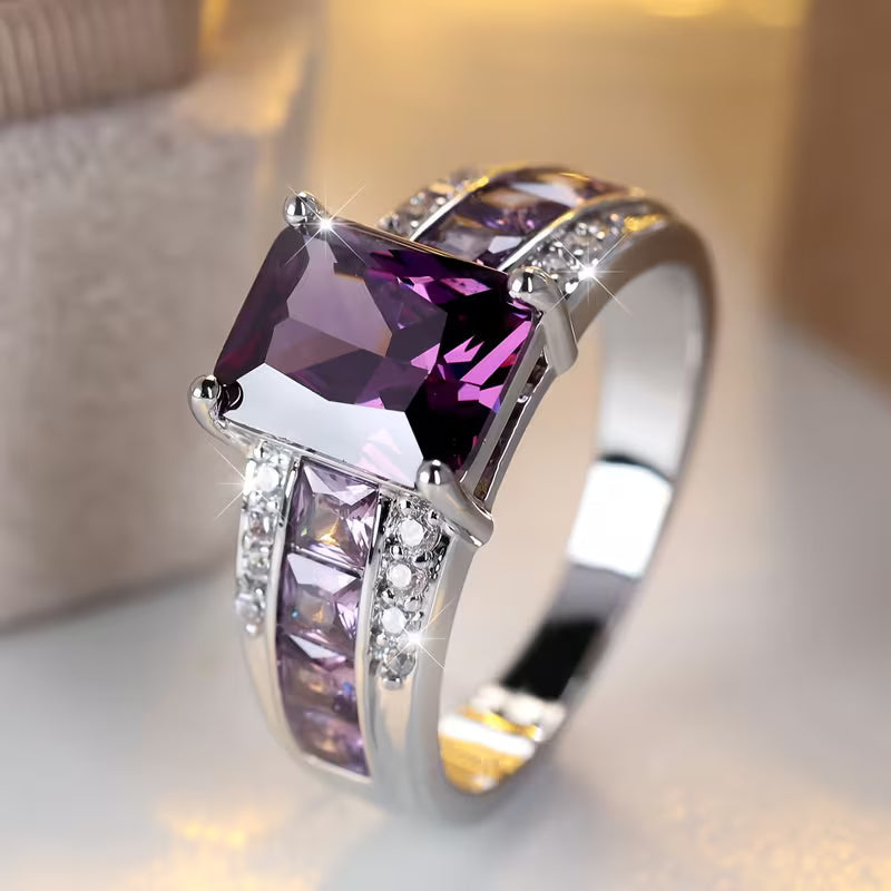 Silver Channel-Set Amethyst Ring