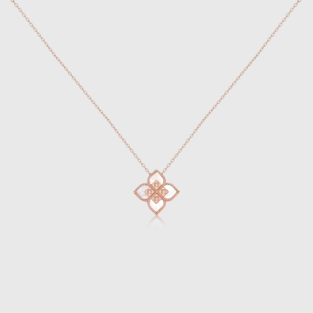 Mother Of Pearl Floral Diamond Necklace 3