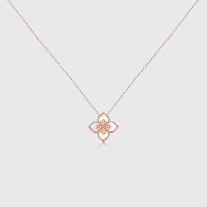 Mother Of Pearl Floral Diamond Necklace 3