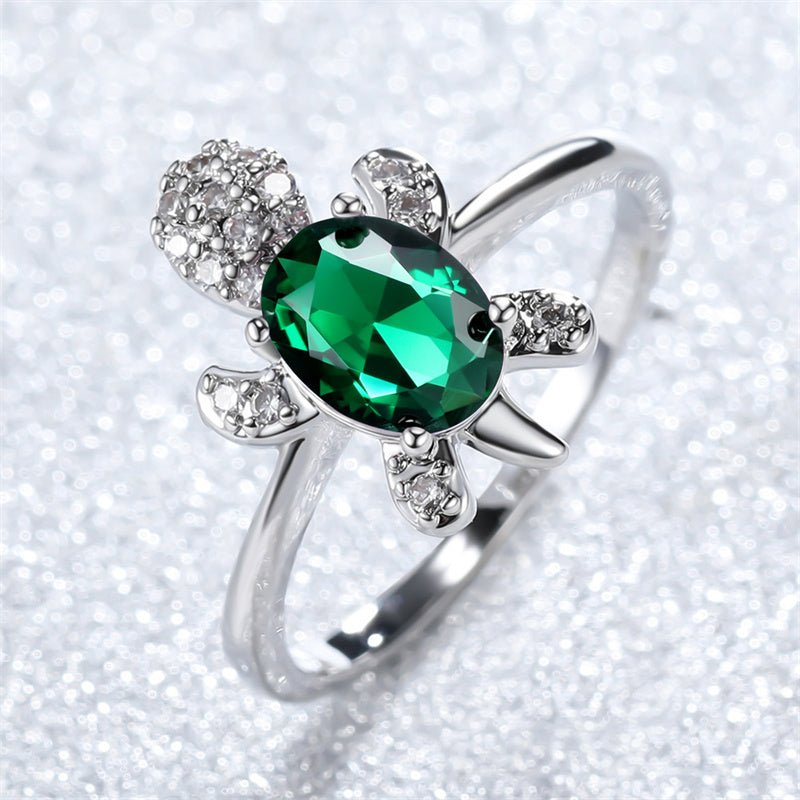 Rainbow Gemstone Sea Turtle Ring