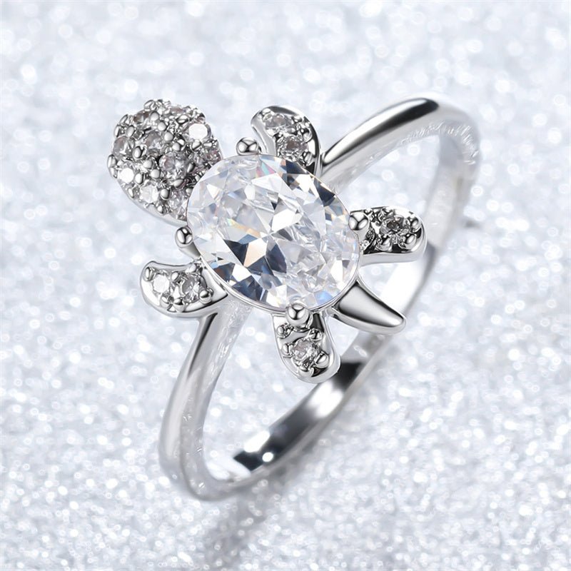 Rainbow Gemstone Sea Turtle Ring