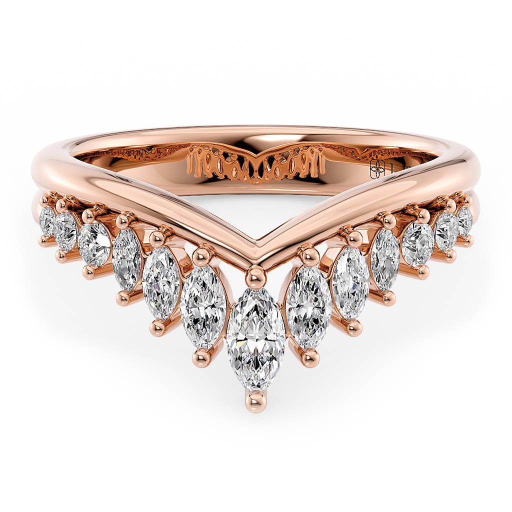Chevron Marquise Diamond Half Eternity Ring