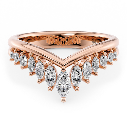 Chevron Marquise Diamond Half Eternity Ring