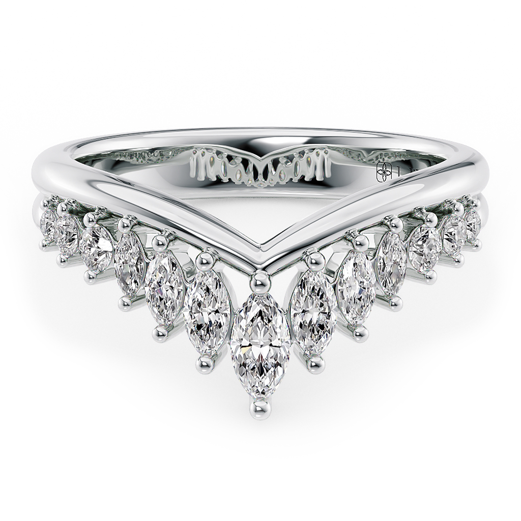 Chevron Marquise Diamond Half Eternity Ring