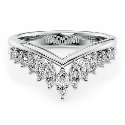 Chevron Marquise Diamond Half Eternity Ring