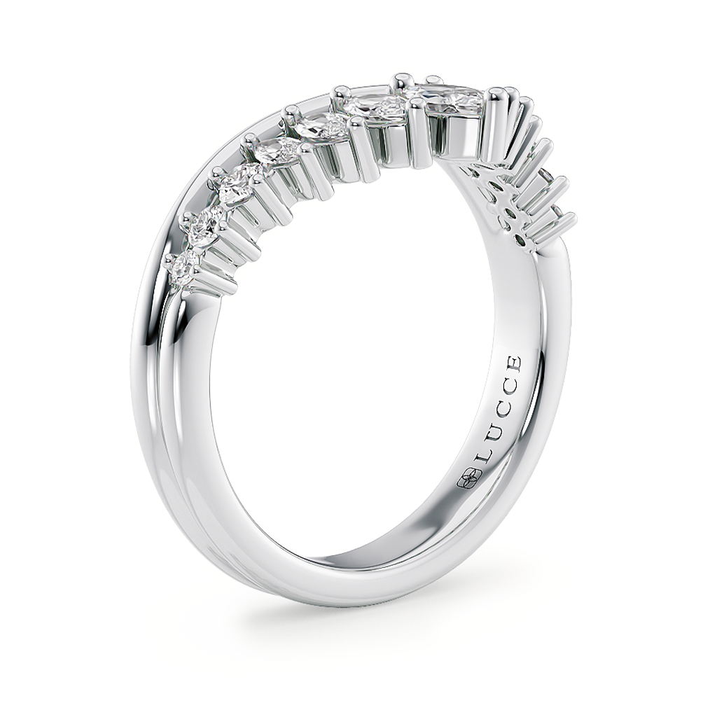 Chevron Marquise Diamond Half Eternity Ring