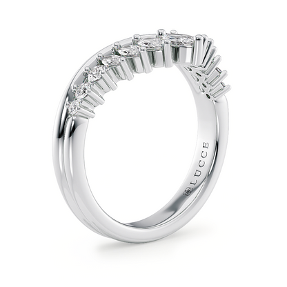 Chevron Marquise Diamond Half Eternity Ring
