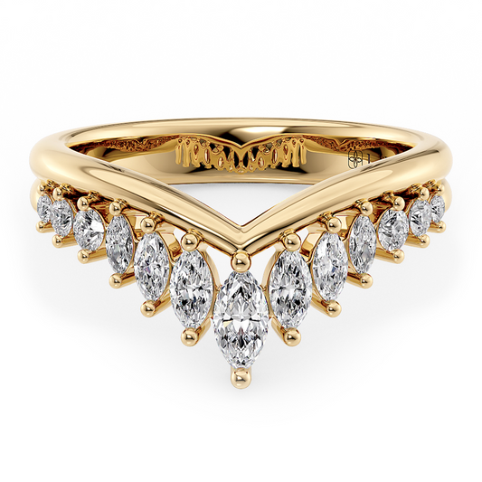 Chevron Marquise Diamond Half Eternity Ring