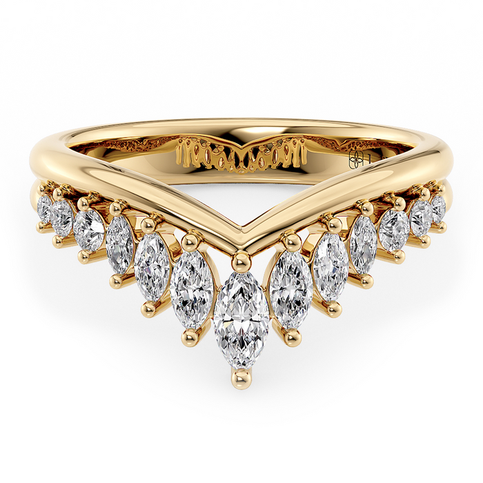 Chevron Marquise Diamond Half Eternity Ring