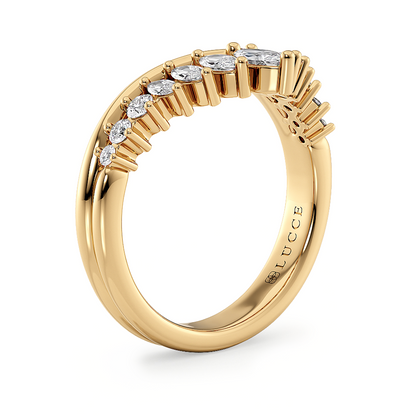 Chevron Marquise Diamond Half Eternity Ring