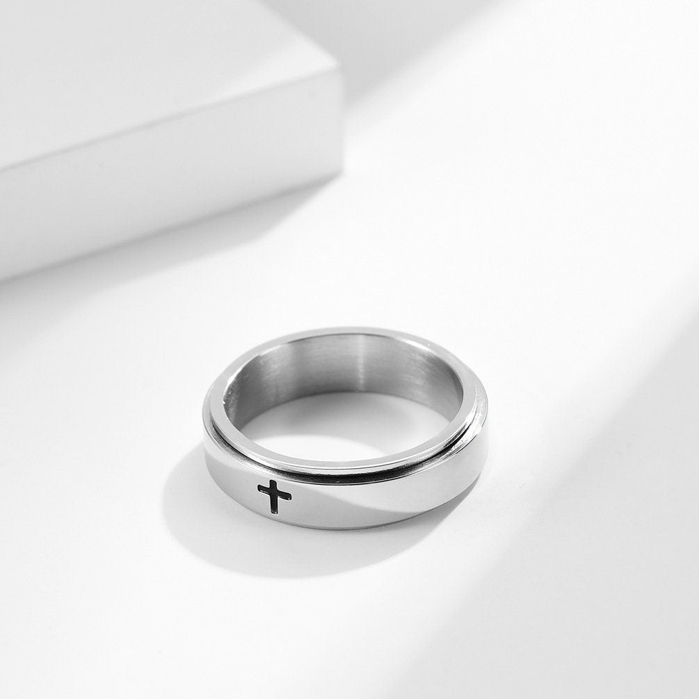 Cross Anxiety Fidget Spinner Band Ring