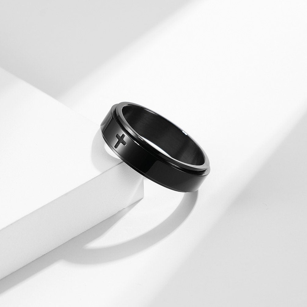 Cross Anxiety Fidget Spinner Band Ring