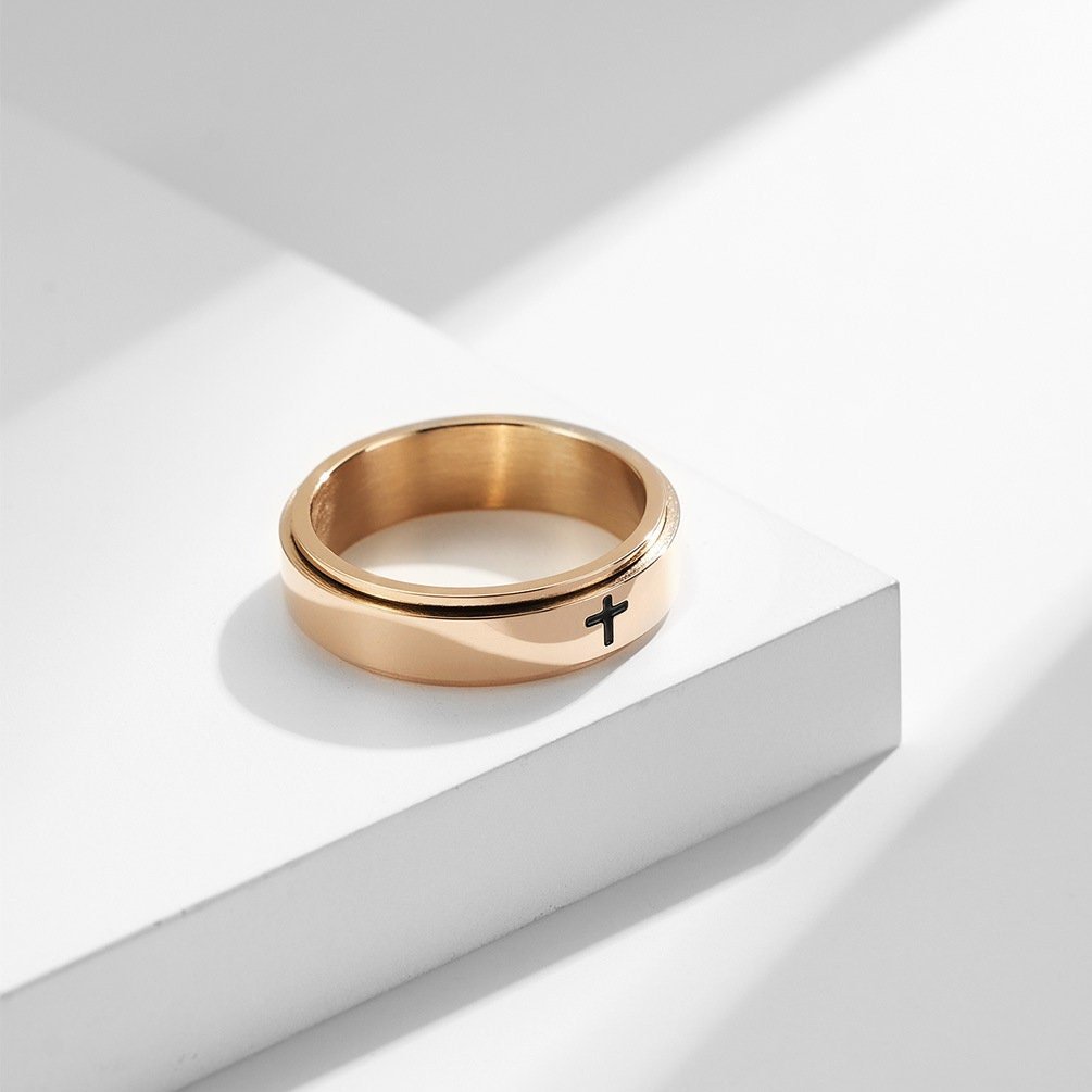 Cross Anxiety Fidget Spinner Band Ring