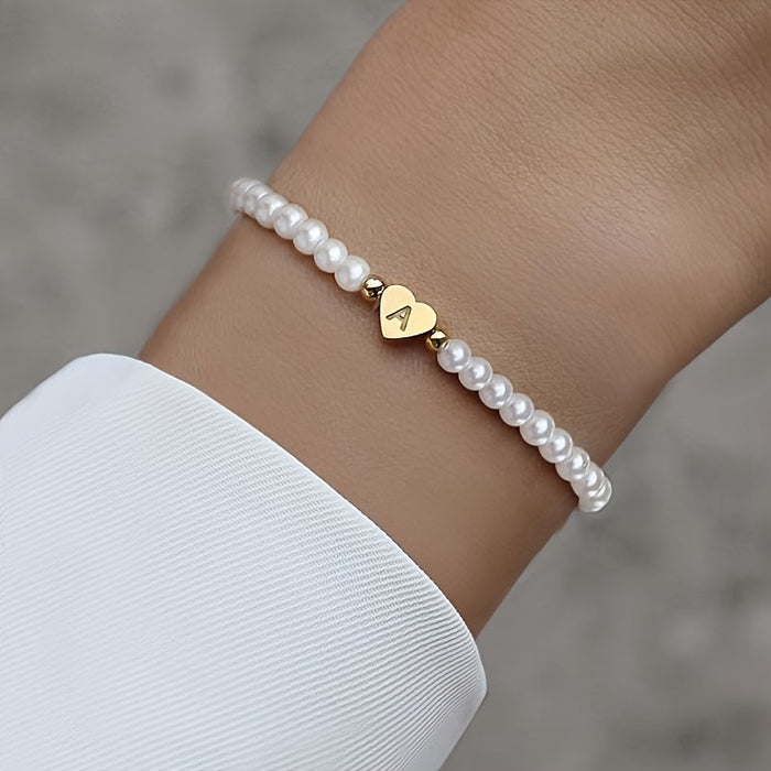 Chic A-Z Initial Bracelet with Heart Charm