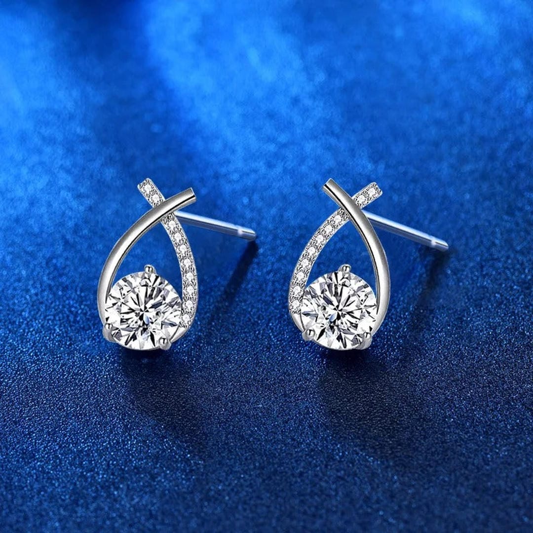 Luxury Twisted Teardrop Cubic Zirconia Stud Earrings