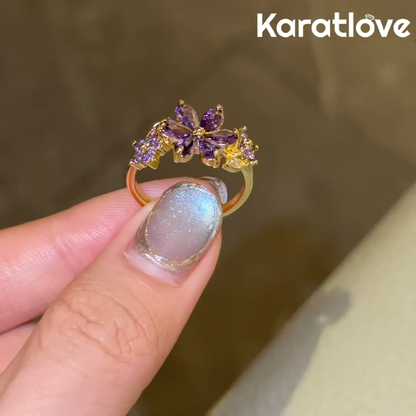 Marquise Amethyst Flower Blossom Ring