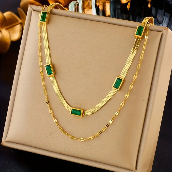 Sorella Gem Retro Double-Layer Necklace