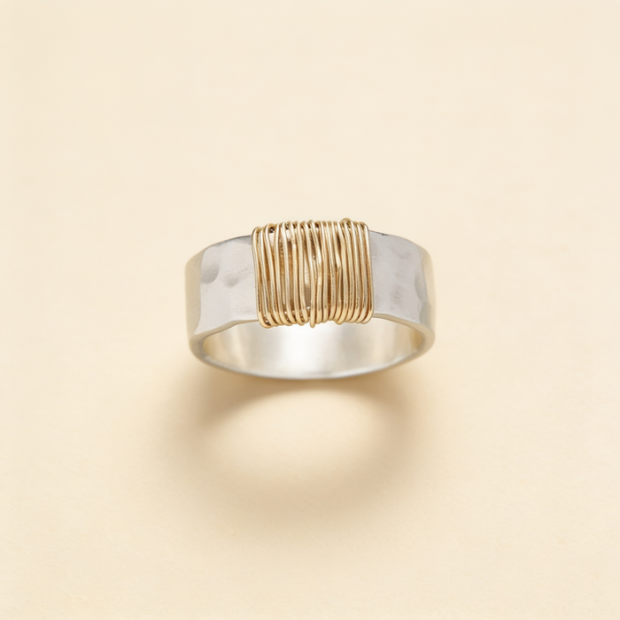 Vintage Golden Threads Silver Ring