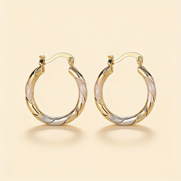 Vintage Round Hoop Earrings – Gold, Silver & Rose Tone