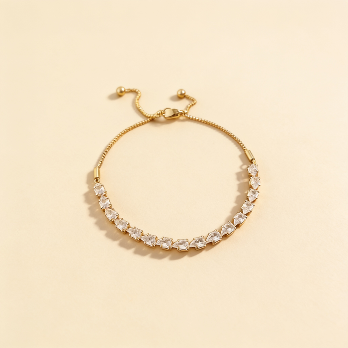 Adjustable Bracelet with Geometric Stones