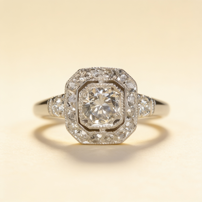 Vintage Crystalline Silver Ring
