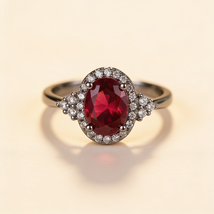 Ruby Halo Ring – Silver