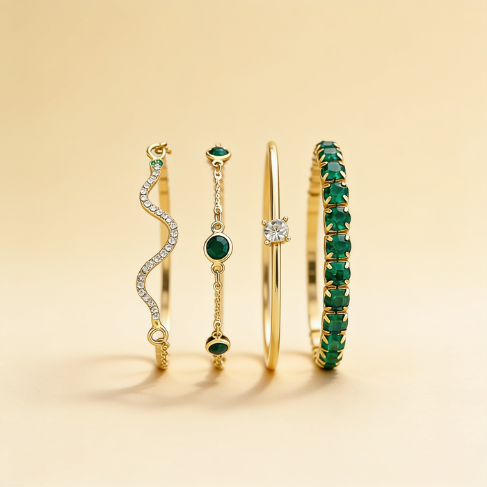 Green Gemstone Bracelet Set
